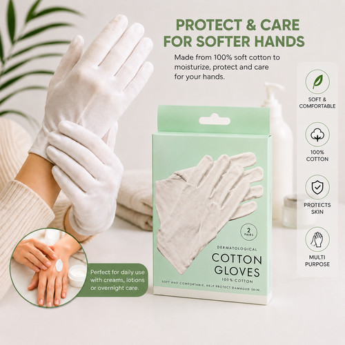Cotton moisturising gloves - moisturising,