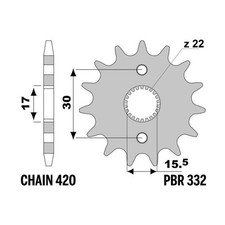 Sprocket PBR Z15 teeth step