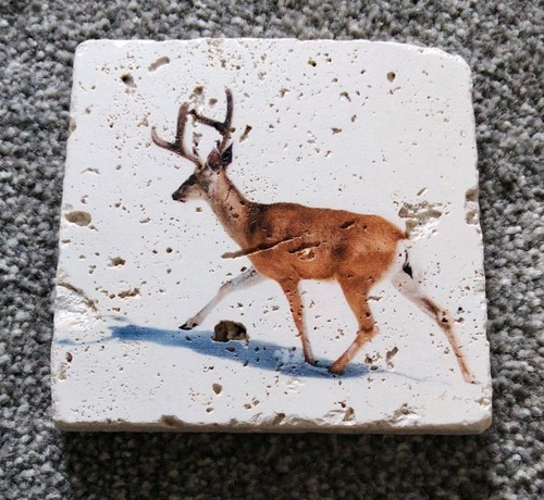 New deer stone tile coaster - deer,