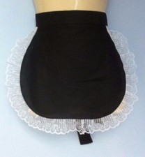 Black adult  waist  pinny apron white lace french maid sissy waitress  catering