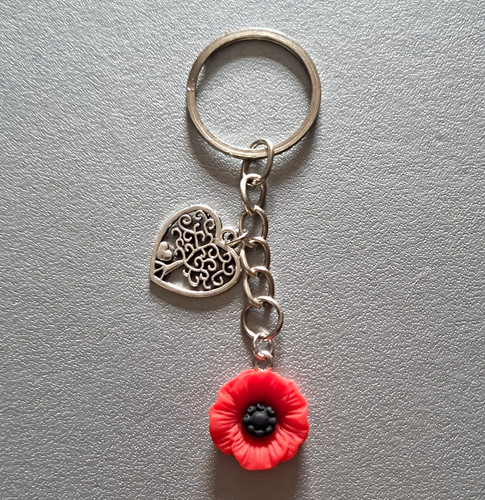 Poppy heart charm keyring - heart,