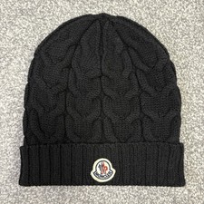 Boy’s Moncler Ribbed Beanie Black Size Large 100% Authentic