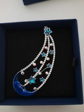 Butler and Wilson Brooch Teardrop shape white metal with blue stars