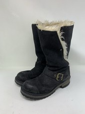 CATERPILLAR real leather fur lined Black boot size 4 Wide Fit[b.F3-42{