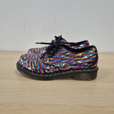 Dr Martens 1461 Reversible Rainbow Silver Sequin Party Disco Shoes Uk 5 Eu 38