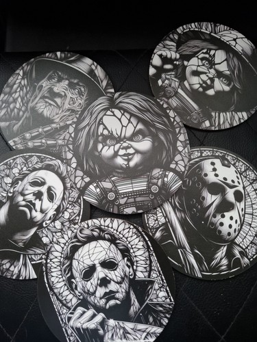 Printed round coaster - 6x, set