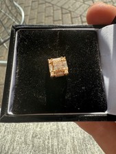 14k Solid Gold Natural Diamond Baguette Cut Earring, Unisex Butterfly Catch