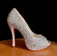 BENJAMIN ADAMS Charlize Silk & Crystal  Wedding Shoes UK 2 -US 5 -Eur 35