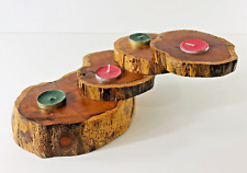 Wooden Rustic Handmade Spiral Rotating Tiered Tea Light Holder