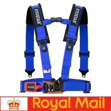 Universal 2'' 4-Point Racing Latch and Link Nylon Safety Harness Seat Belt Blue