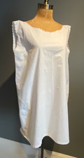 Victorian White Cotton Plain White Shift Nightie Slip Dress 44" Bust