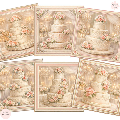 Wedding cake card - cake, toppers