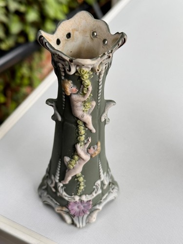 Antique figural cherub vase - cherub,