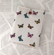 Handmade Book Sleeve Cover Padded Protector Pouch Butterflies Butterfly Fabric