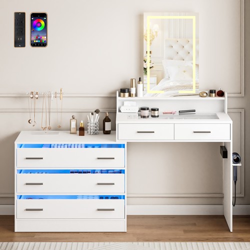 Dressing table led mirror - table, w/led