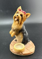 Vintage Aynsley Master Craft Yorkie Begging Dog With Bowl Figurine Mastercraft