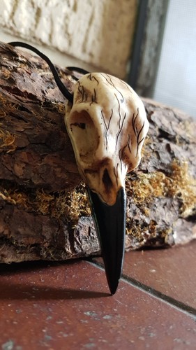 Viking raven skull necklace - viking,