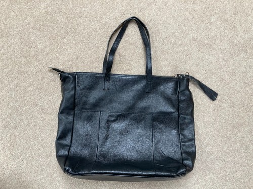 Credi black leather bag top - leather,