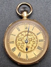 J W Benson 18ct Foliate Design Gold Pocket Watch in Original Case - Working
