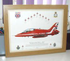 RAF RED ARROWS HAWK TMK1A SIGNED BY ALL THE SQUADRON FRAMED PRINT 2017