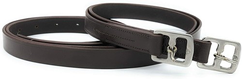 Black leather stirrup leathers - leather,