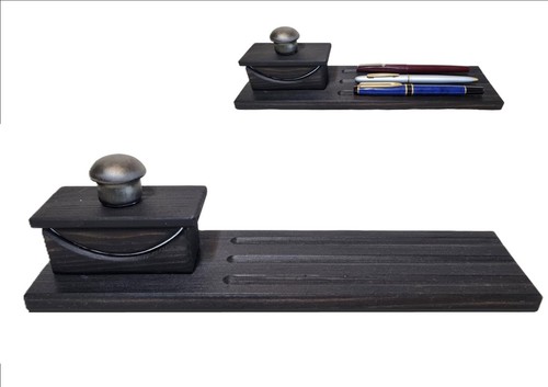 Ebonised wood mini ink blotter - wood,