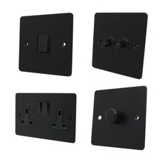 Flat Matt Black Plug Sockets