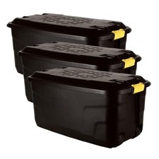 Set of 3 Black 145L Heavy Duty