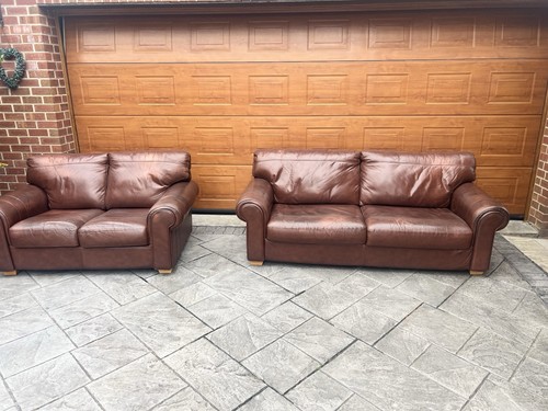 Brown leather sofa - leather, large