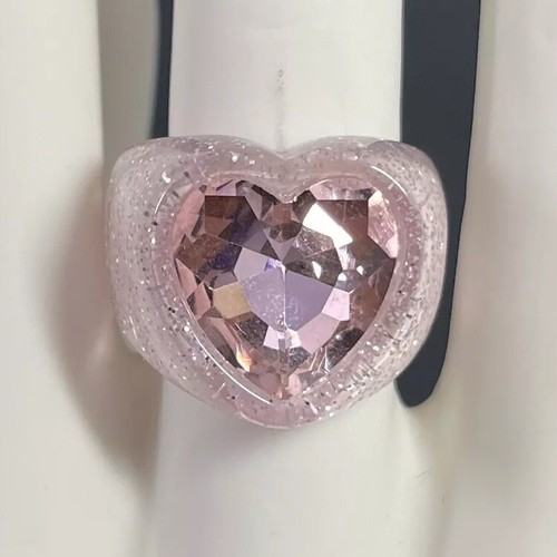 Chunky lucite heart ring - chunky,