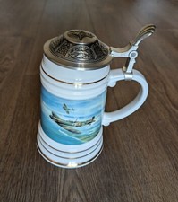 Ltd Edition Porcelain Beer Tankard, RAF on lid, WWII Spitfire Dawn Patrol #4944