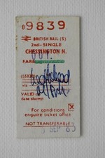 Railway Ticket CHESSINGTON N. to LEATHERHEAD 1983 No. 9839