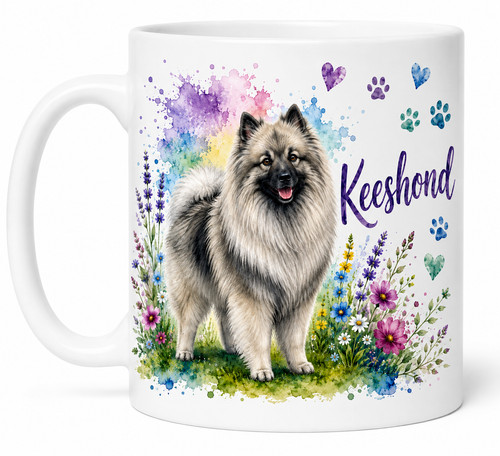 Personalised keeshond dog mug - personalised,