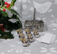 Apple Silver Metal Place Names Holder Table Card Holders Set of 6