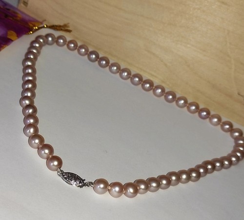 14k white gold rose pearls - white,