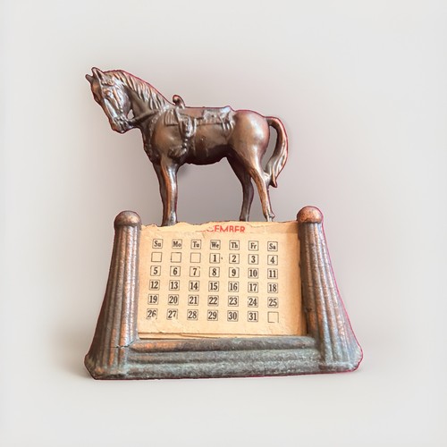 Antique cast metal horse desk - antique,