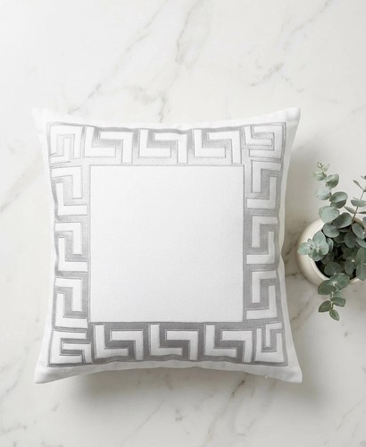 White silver greek key - silver,