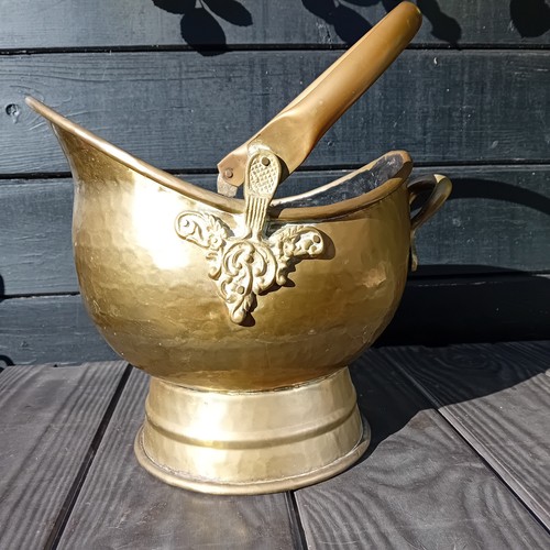 Vintage brass coal - brass, scuttle