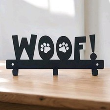 Woof dog lead hanger - woof, metal