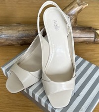 Wallis Cream Size 3 Kitten Heel Sling back Open Toe Shoes
