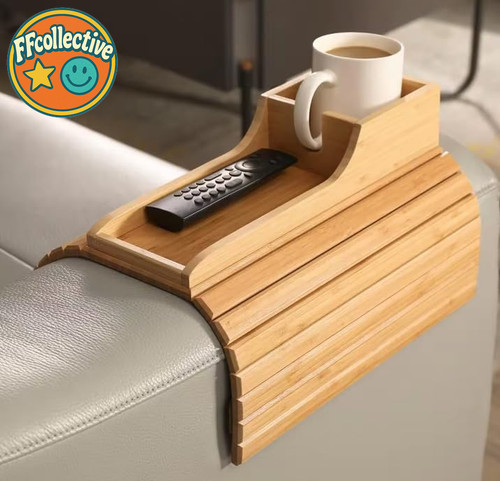 Foldable bamboo sofa arm tray - bamboo,