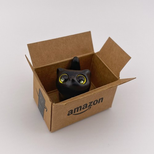 Adorable tiny black wood - wood, cat