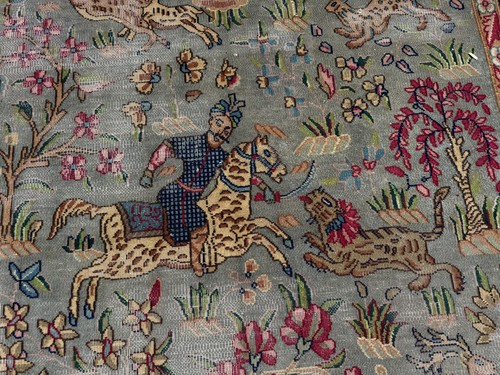 5x8 blue antique oriental rug - antique,