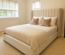 Winged Cream Panel Bed Frame