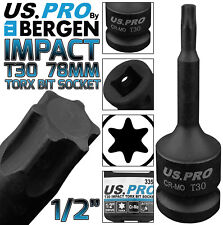 BERGEN T30 IMPACT TORX Bit Socket 1/2"Dr TRX30 78mm Long Reach Impact Star Torx