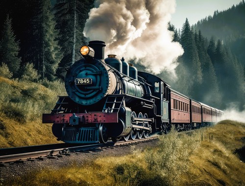 Steam train canvas picture - train,
