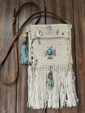 Handmade Western Crochet Purse Boho Cowgirl Fringe Bag Native American Inspired
