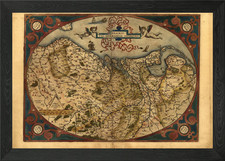 German 1645 Old Map Framed