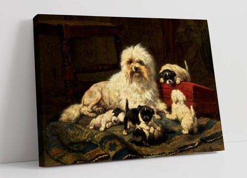 Dog and five - five, puppies