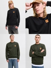 Jack & Jones Mens Logo Print Fleece Sweatshirt Smart Sweater Casual Winter Top